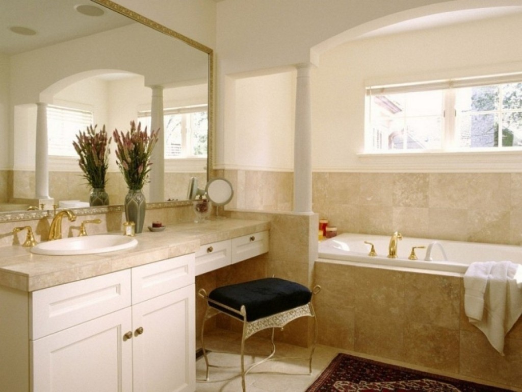 bathroom vanity with stool